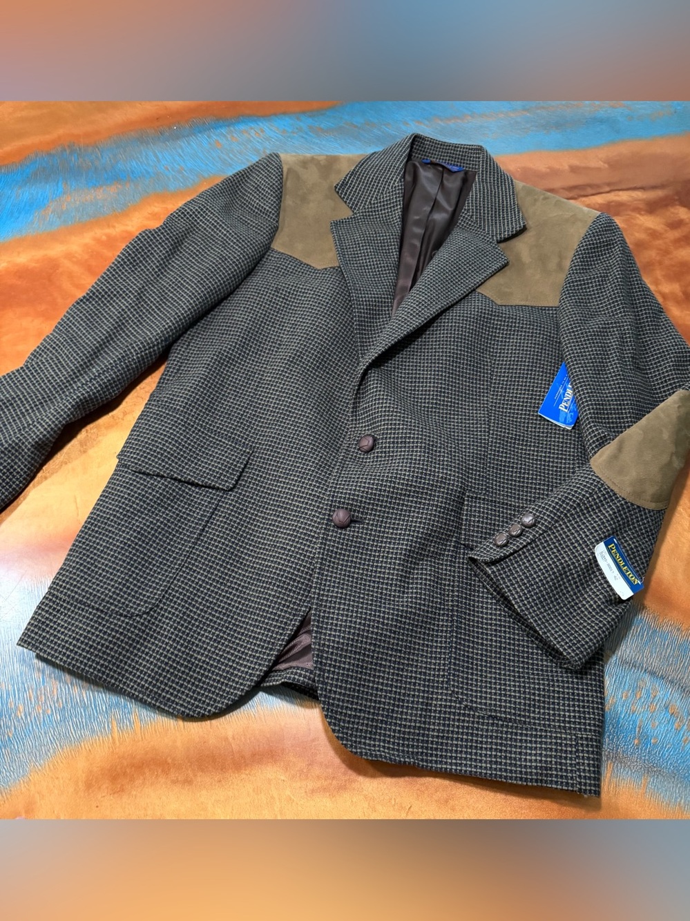 Vintage Pendleton High Grade Western Wear wool Tweed Brown Gray Blazer Jacket 42